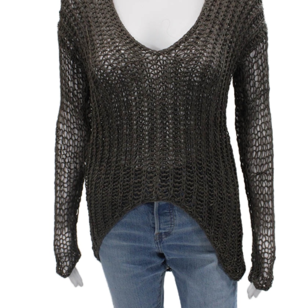 Helmut Lang Unisex Black V Neck Distressed Pullover Sweater